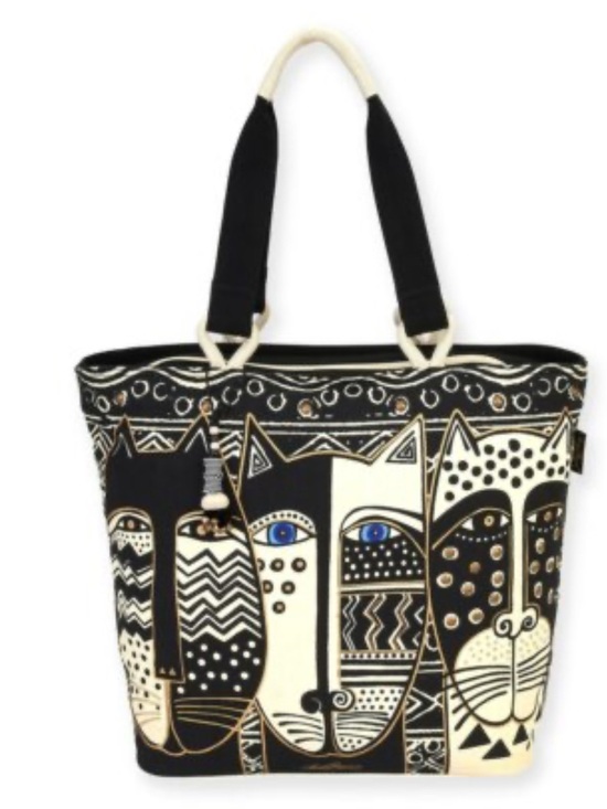 Lauel burch Handbags - LAUREL BURCH CAT Shoulder TOTE BAG Black & White Cats Geometric  rare vintage